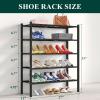 imageSmiry Shoe Rack 4 Tier Bamboo Shoe Organizer Stackable Free Standing Wooden Shoe Storage Shelf for Closet Entryway Front Door Entrance NaturalBlack