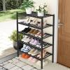 imageSmiry Shoe Rack 4 Tier Bamboo Shoe Organizer Stackable Free Standing Wooden Shoe Storage Shelf for Closet Entryway Front Door Entrance NaturalBlack