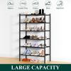 imageSmiry Shoe Rack 4 Tier Bamboo Shoe Organizer Stackable Free Standing Wooden Shoe Storage Shelf for Closet Entryway Front Door Entrance NaturalBlack