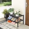 imageSmiry Shoe Rack 4 Tier Bamboo Shoe Organizer Stackable Free Standing Wooden Shoe Storage Shelf for Closet Entryway Front Door Entrance NaturalBlack