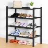 imageSmiry Shoe Rack 4 Tier Bamboo Shoe Organizer Stackable Free Standing Wooden Shoe Storage Shelf for Closet Entryway Front Door Entrance NaturalBlack