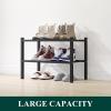imageSmiry Shoe Rack 4 Tier Bamboo Shoe Organizer Stackable Free Standing Wooden Shoe Storage Shelf for Closet Entryway Front Door Entrance NaturalBlack