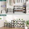 imageSmiry Shoe Rack 4 Tier Bamboo Shoe Organizer Stackable Free Standing Wooden Shoe Storage Shelf for Closet Entryway Front Door Entrance NaturalBlack