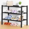 imageSmiry Shoe Rack 4 Tier Bamboo Shoe Organizer Stackable Free Standing Wooden Shoe Storage Shelf for Closet Entryway Front Door Entrance NaturalBlack