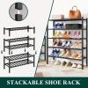 imageSmiry Shoe Rack 4 Tier Bamboo Shoe Organizer Stackable Free Standing Wooden Shoe Storage Shelf for Closet Entryway Front Door Entrance NaturalBlack