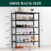 imageSmiry Shoe Rack 4 Tier Bamboo Shoe Organizer Stackable Free Standing Wooden Shoe Storage Shelf for Closet Entryway Front Door Entrance NaturalBlack