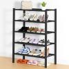imageSmiry Shoe Rack 4 Tier Bamboo Shoe Organizer Stackable Free Standing Wooden Shoe Storage Shelf for Closet Entryway Front Door Entrance NaturalBlack