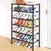 imageSmiry Shoe Rack 4 Tier Bamboo Shoe Organizer Stackable Free Standing Wooden Shoe Storage Shelf for Closet Entryway Front Door Entrance NaturalBlack