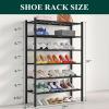 imageSmiry Shoe Rack 4 Tier Bamboo Shoe Organizer Stackable Free Standing Wooden Shoe Storage Shelf for Closet Entryway Front Door Entrance NaturalBlack