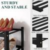 imageSmiry Shoe Rack 4 Tier Bamboo Shoe Organizer Stackable Free Standing Wooden Shoe Storage Shelf for Closet Entryway Front Door Entrance NaturalBlack