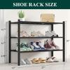 imageSmiry Shoe Rack 4 Tier Bamboo Shoe Organizer Stackable Free Standing Wooden Shoe Storage Shelf for Closet Entryway Front Door Entrance NaturalBlack
