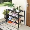 imageSmiry Shoe Rack 4 Tier Bamboo Shoe Organizer Stackable Free Standing Wooden Shoe Storage Shelf for Closet Entryway Front Door Entrance NaturalBlack