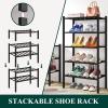 imageSmiry Shoe Rack 4 Tier Bamboo Shoe Organizer Stackable Free Standing Wooden Shoe Storage Shelf for Closet Entryway Front Door Entrance NaturalBlack