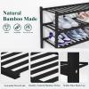 imageSmiry Shoe Rack 4 Tier Bamboo Shoe Organizer Stackable Free Standing Wooden Shoe Storage Shelf for Closet Entryway Front Door Entrance NaturalBlack
