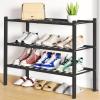imageSmiry Shoe Rack 4 Tier Bamboo Shoe Organizer Stackable Free Standing Wooden Shoe Storage Shelf for Closet Entryway Front Door Entrance NaturalBlack