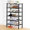 imageSmiry Shoe Rack 4 Tier Bamboo Shoe Organizer Stackable Free Standing Wooden Shoe Storage Shelf for Closet Entryway Front Door Entrance NaturalBlack