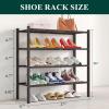 imageSmiry Shoe Rack 4 Tier Bamboo Shoe Organizer Stackable Free Standing Wooden Shoe Storage Shelf for Closet Entryway Front Door Entrance NaturalBrown