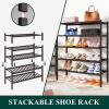 imageSmiry Shoe Rack 4 Tier Bamboo Shoe Organizer Stackable Free Standing Wooden Shoe Storage Shelf for Closet Entryway Front Door Entrance NaturalBrown