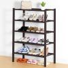 imageSmiry Shoe Rack 4 Tier Bamboo Shoe Organizer Stackable Free Standing Wooden Shoe Storage Shelf for Closet Entryway Front Door Entrance NaturalBrown