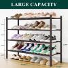 imageSmiry Shoe Rack 4 Tier Bamboo Shoe Organizer Stackable Free Standing Wooden Shoe Storage Shelf for Closet Entryway Front Door Entrance NaturalBrown