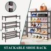 imageSmiry Shoe Rack 4 Tier Bamboo Shoe Organizer Stackable Free Standing Wooden Shoe Storage Shelf for Closet Entryway Front Door Entrance NaturalBrown