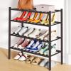 imageSmiry Shoe Rack 4 Tier Bamboo Shoe Organizer Stackable Free Standing Wooden Shoe Storage Shelf for Closet Entryway Front Door Entrance NaturalBrown