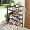 imageSmiry Shoe Rack 4 Tier Bamboo Shoe Organizer Stackable Free Standing Wooden Shoe Storage Shelf for Closet Entryway Front Door Entrance NaturalBrown