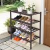 imageSmiry Shoe Rack 4 Tier Bamboo Shoe Organizer Stackable Free Standing Wooden Shoe Storage Shelf for Closet Entryway Front Door Entrance NaturalBrown