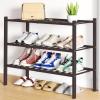 imageSmiry Shoe Rack 4 Tier Bamboo Shoe Organizer Stackable Free Standing Wooden Shoe Storage Shelf for Closet Entryway Front Door Entrance NaturalBrown