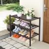 imageSmiry Shoe Rack 4 Tier Bamboo Shoe Organizer Stackable Free Standing Wooden Shoe Storage Shelf for Closet Entryway Front Door Entrance NaturalBrown