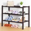 imageSmiry Shoe Rack 4 Tier Bamboo Shoe Organizer Stackable Free Standing Wooden Shoe Storage Shelf for Closet Entryway Front Door Entrance NaturalBrown
