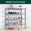 imageSmiry Shoe Rack 4 Tier Bamboo Shoe Organizer Stackable Free Standing Wooden Shoe Storage Shelf for Closet Entryway Front Door Entrance NaturalGrey