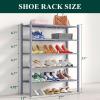 imageSmiry Shoe Rack 4 Tier Bamboo Shoe Organizer Stackable Free Standing Wooden Shoe Storage Shelf for Closet Entryway Front Door Entrance NaturalGrey