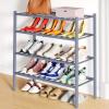 imageSmiry Shoe Rack 4 Tier Bamboo Shoe Organizer Stackable Free Standing Wooden Shoe Storage Shelf for Closet Entryway Front Door Entrance NaturalGrey
