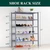 imageSmiry Shoe Rack 4 Tier Bamboo Shoe Organizer Stackable Free Standing Wooden Shoe Storage Shelf for Closet Entryway Front Door Entrance NaturalGrey