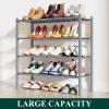 imageSmiry Shoe Rack 4 Tier Bamboo Shoe Organizer Stackable Free Standing Wooden Shoe Storage Shelf for Closet Entryway Front Door Entrance NaturalGrey