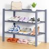 imageSmiry Shoe Rack 4 Tier Bamboo Shoe Organizer Stackable Free Standing Wooden Shoe Storage Shelf for Closet Entryway Front Door Entrance NaturalGrey