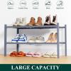imageSmiry Shoe Rack 4 Tier Bamboo Shoe Organizer Stackable Free Standing Wooden Shoe Storage Shelf for Closet Entryway Front Door Entrance NaturalGrey