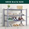 imageSmiry Shoe Rack 4 Tier Bamboo Shoe Organizer Stackable Free Standing Wooden Shoe Storage Shelf for Closet Entryway Front Door Entrance NaturalGrey