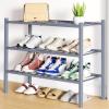 imageSmiry Shoe Rack 4 Tier Bamboo Shoe Organizer Stackable Free Standing Wooden Shoe Storage Shelf for Closet Entryway Front Door Entrance NaturalGrey