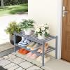 imageSmiry Shoe Rack 4 Tier Bamboo Shoe Organizer Stackable Free Standing Wooden Shoe Storage Shelf for Closet Entryway Front Door Entrance NaturalGrey