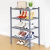imageSmiry Shoe Rack 4 Tier Bamboo Shoe Organizer Stackable Free Standing Wooden Shoe Storage Shelf for Closet Entryway Front Door Entrance NaturalGrey