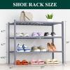 imageSmiry Shoe Rack 4 Tier Bamboo Shoe Organizer Stackable Free Standing Wooden Shoe Storage Shelf for Closet Entryway Front Door Entrance NaturalGrey