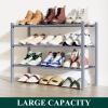 imageSmiry Shoe Rack 4 Tier Bamboo Shoe Organizer Stackable Free Standing Wooden Shoe Storage Shelf for Closet Entryway Front Door Entrance NaturalGrey