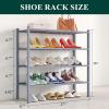 imageSmiry Shoe Rack 4 Tier Bamboo Shoe Organizer Stackable Free Standing Wooden Shoe Storage Shelf for Closet Entryway Front Door Entrance NaturalGrey