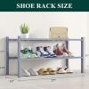 imageSmiry Shoe Rack 4 Tier Bamboo Shoe Organizer Stackable Free Standing Wooden Shoe Storage Shelf for Closet Entryway Front Door Entrance NaturalGrey