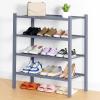imageSmiry Shoe Rack 4 Tier Bamboo Shoe Organizer Stackable Free Standing Wooden Shoe Storage Shelf for Closet Entryway Front Door Entrance NaturalGrey