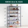 imageSmiry Shoe Rack 4 Tier Bamboo Shoe Organizer Stackable Free Standing Wooden Shoe Storage Shelf for Closet Entryway Front Door Entrance NaturalGrey
