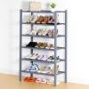 imageSmiry Shoe Rack 4 Tier Bamboo Shoe Organizer Stackable Free Standing Wooden Shoe Storage Shelf for Closet Entryway Front Door Entrance NaturalGrey