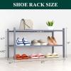 imageSmiry Shoe Rack 4 Tier Bamboo Shoe Organizer Stackable Free Standing Wooden Shoe Storage Shelf for Closet Entryway Front Door Entrance NaturalGrey